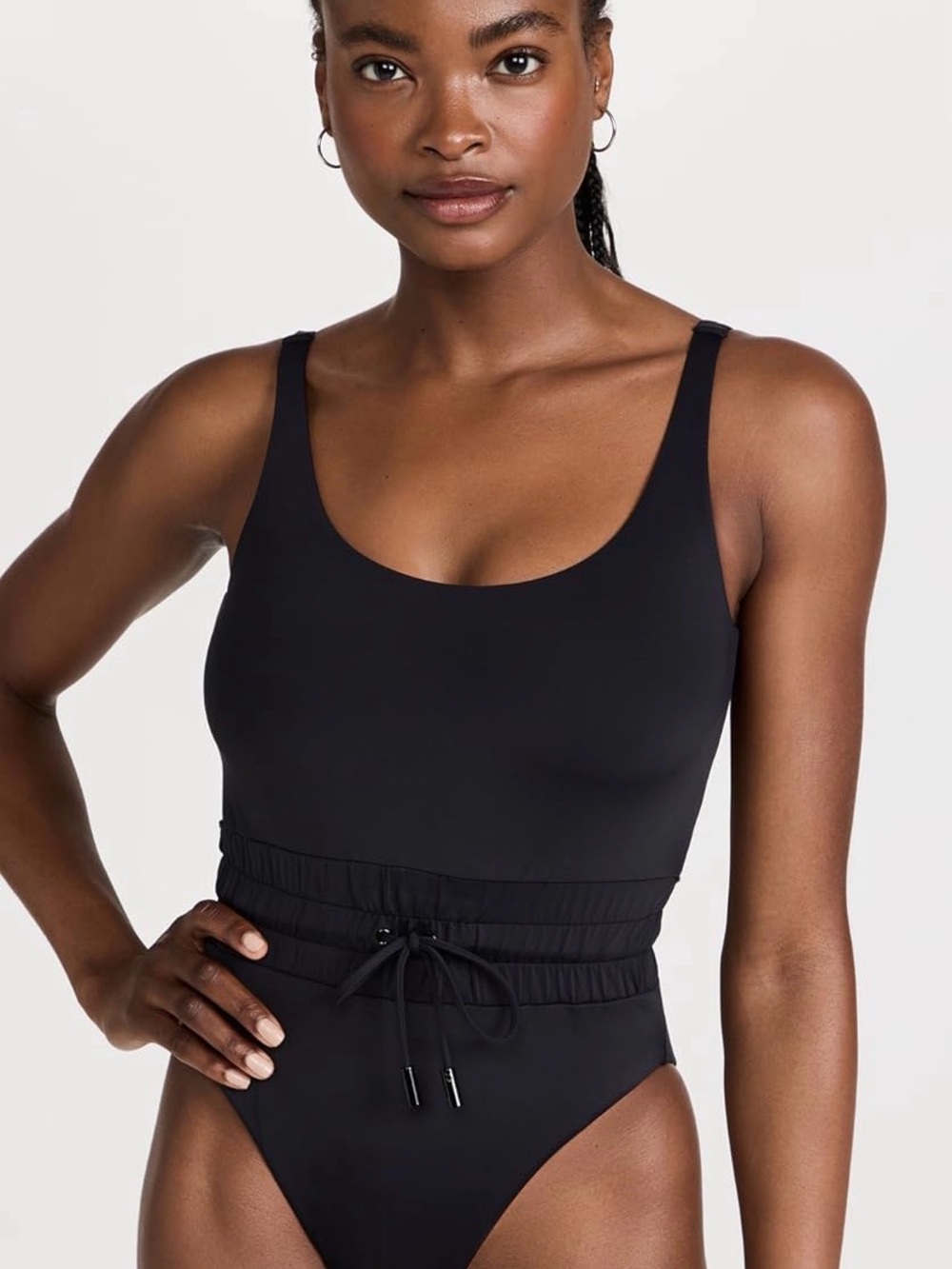 Good American Waist Framer Black Scoop-Neck One-Piece Swimsuit (Good American 4)